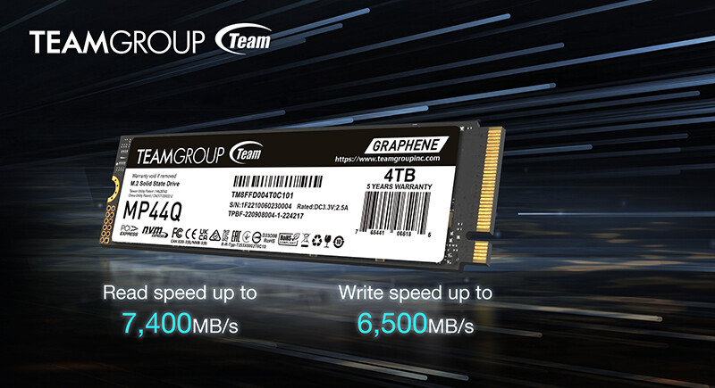 TeamGroup представила SSD MP44Q на чипах QLC  до 4 Тбайт и до 7400 Мбайт/с